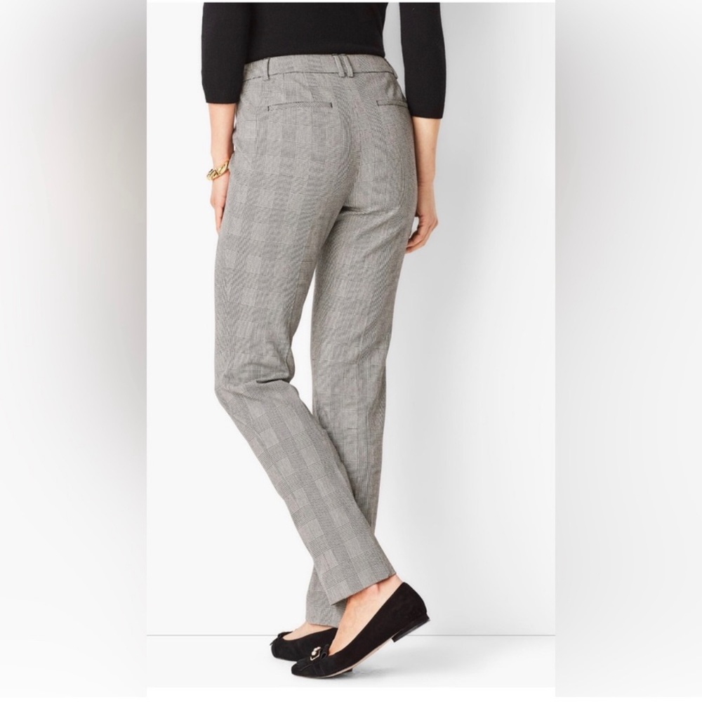 Talbots Bi-Stretch High Waist Straight Leg Plaid Houndstooth Pants Size 4